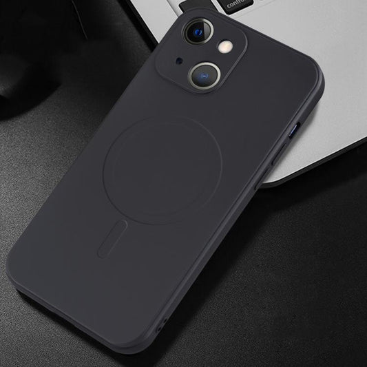 For iPhone 13 Liquid Silicone Full Coverage Shockproof Magsafe Case(Black) by buy2fix