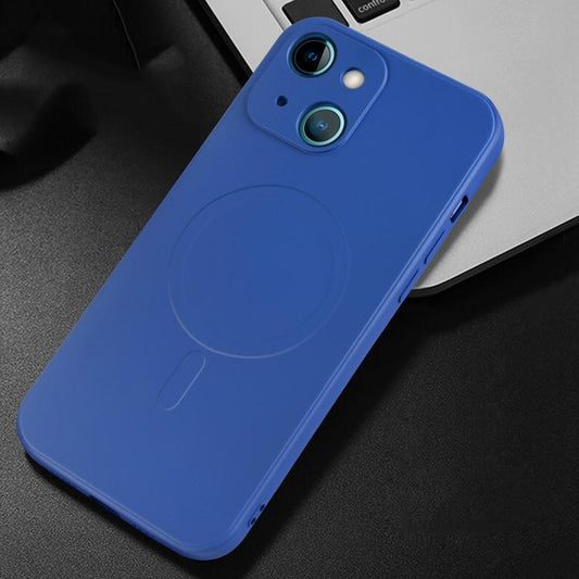 For iPhone 13 Liquid Silicone Full Coverage Shockproof Magsafe Case(Blue) by buy2fix