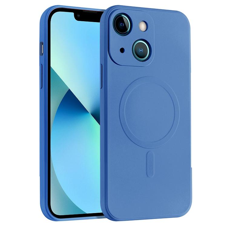 For iPhone 13 Liquid Silicone Full Coverage Shockproof Magsafe Case(Blue) by buy2fix