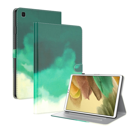 For Samsung Galaxy Tab A7 Lite 8.4 T220 / T225 Voltage Watercolor Pattern Skin Feel Magnetic Horizontal Flip PU Leather Case with Holder & Card Slots & Photo Frame(Cyan Green) by buy2fix