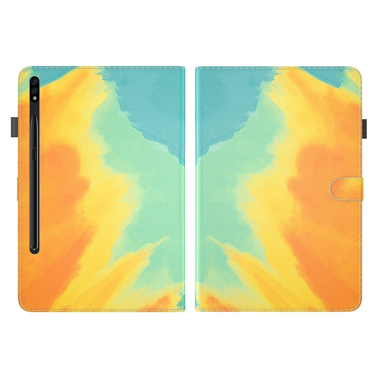 For Samsung Galaxy Tab S8 / Galaxy Tab S7 11 inch T870 / T875 / T876B Voltage Watercolor Pattern Skin Feel Magnetic Horizontal Flip PU Leather Case with Holder & Card Slots & Photo Frame(Autumn Leaves) by buy2fix