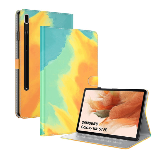 For Samsung Galaxy Tab S7 FE 12.4 inch 2021 T730 / T736 Voltage Watercolor Pattern Skin Feel Magnetic Horizontal Flip PU Leather Case with Holder & Card Slots & Photo Frame(Autumn Leaves) by buy2fix