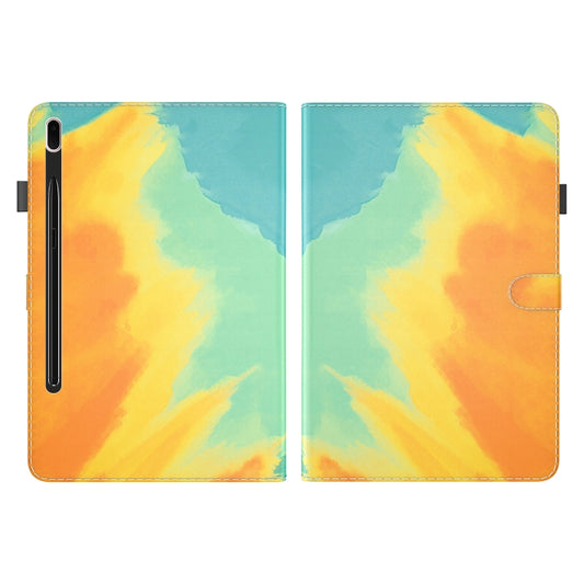 For Samsung Galaxy Tab S7 FE 12.4 inch 2021 T730 / T736 Voltage Watercolor Pattern Skin Feel Magnetic Horizontal Flip PU Leather Case with Holder & Card Slots & Photo Frame(Autumn Leaves) by buy2fix