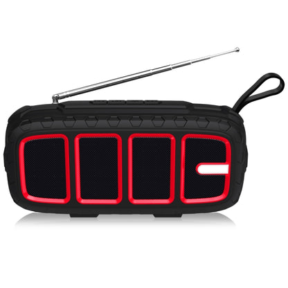 NewRixing NR-5018FM Outdoor Portable Bluetooth Speaker with Antenna, Support Hands-free Call / TF Card / FM / U Disk(Black+Red) - Desktop Speaker by NewRixing | Online Shopping UK | buy2fix