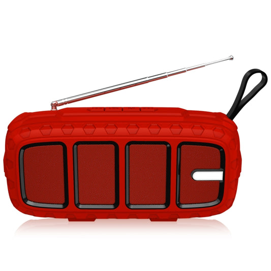 NewRixing NR-5018FM Outdoor Portable Bluetooth Speaker with Antenna, Support Hands-free Call / TF Card / FM / U Disk(Red+Black) - Desktop Speaker by NewRixing | Online Shopping UK | buy2fix