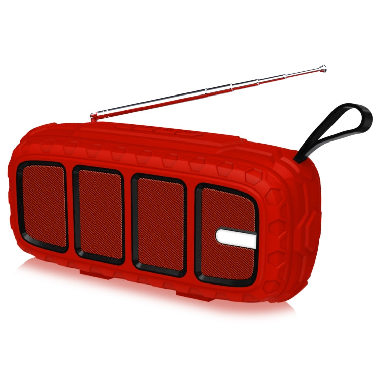 NewRixing NR-5018FM Outdoor Portable Bluetooth Speaker with Antenna, Support Hands-free Call / TF Card / FM / U Disk(Red+Black) - Desktop Speaker by NewRixing | Online Shopping UK | buy2fix