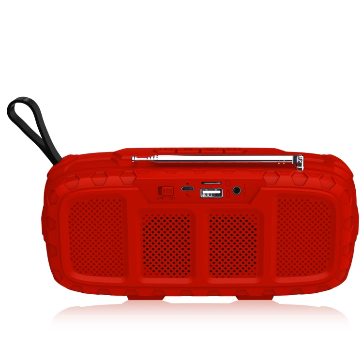 NewRixing NR-5018FM Outdoor Portable Bluetooth Speaker with Antenna, Support Hands-free Call / TF Card / FM / U Disk(Red+Black) - Desktop Speaker by NewRixing | Online Shopping UK | buy2fix