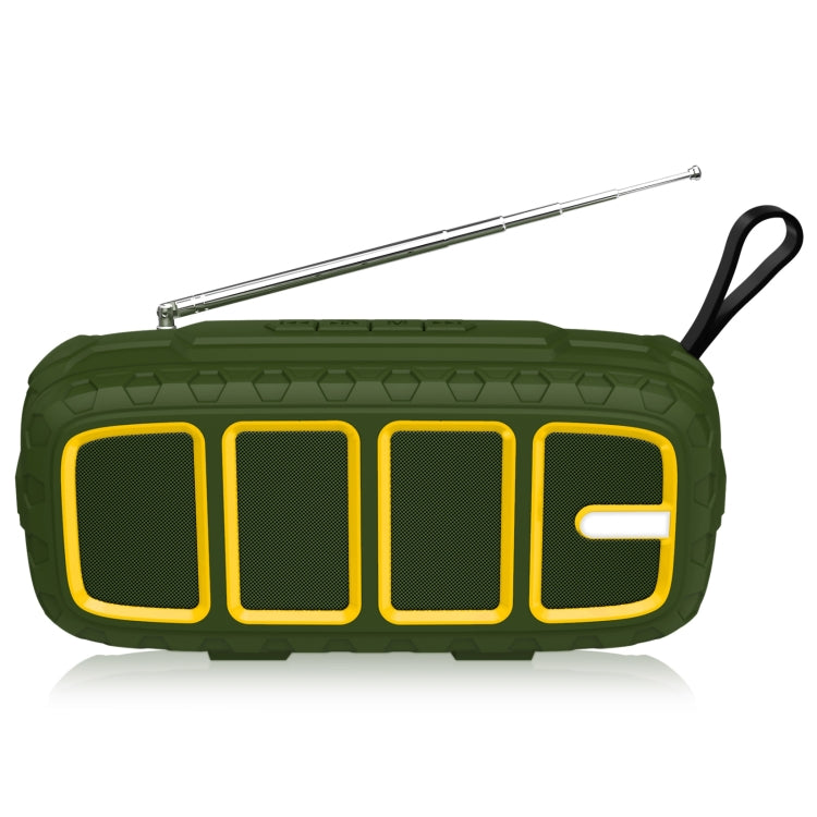NewRixing NR-5018FM Outdoor Portable Bluetooth Speaker with Antenna, Support Hands-free Call / TF Card / FM / U Disk(Green+Yellow) - Desktop Speaker by NewRixing | Online Shopping UK | buy2fix