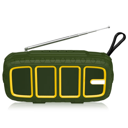 NewRixing NR-5018FM Outdoor Portable Bluetooth Speaker with Antenna, Support Hands-free Call / TF Card / FM / U Disk(Green+Yellow) - Desktop Speaker by NewRixing | Online Shopping UK | buy2fix