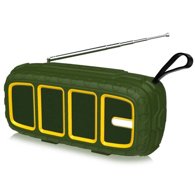 NewRixing NR-5018FM Outdoor Portable Bluetooth Speaker with Antenna, Support Hands-free Call / TF Card / FM / U Disk(Green+Yellow) - Desktop Speaker by NewRixing | Online Shopping UK | buy2fix