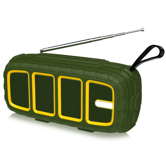 NewRixing NR-5018FM Outdoor Portable Bluetooth Speaker with Antenna, Support Hands-free Call / TF Card / FM / U Disk(Green+Yellow) - Desktop Speaker by NewRixing | Online Shopping UK | buy2fix