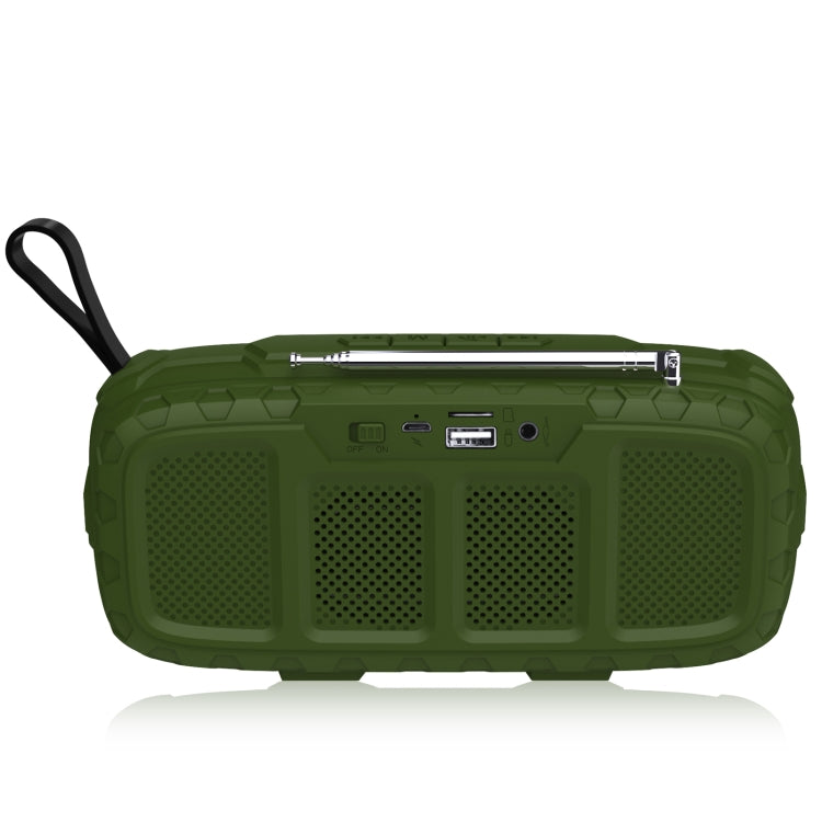 NewRixing NR-5018FM Outdoor Portable Bluetooth Speaker with Antenna, Support Hands-free Call / TF Card / FM / U Disk(Green+Yellow) - Desktop Speaker by NewRixing | Online Shopping UK | buy2fix