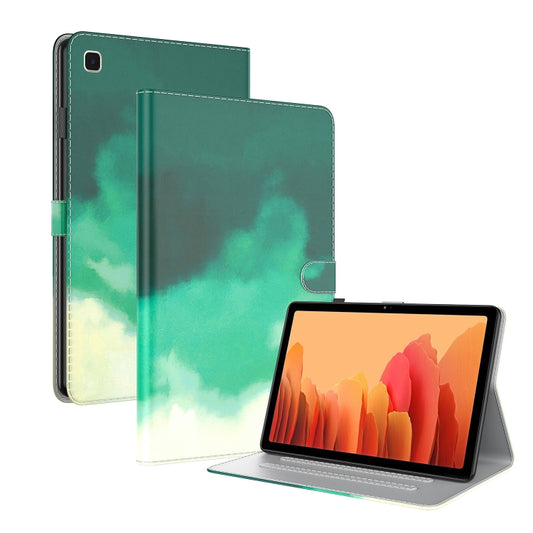For Samsung Galaxy Tab A7 10.4 2020 T500 / T505 Voltage Watercolor Pattern Skin Feel Magnetic Horizontal Flip PU Leather Case with Holder & Card Slots & Photo Frame & Sleep / Wake-up Function(Cyan Green) by buy2fix
