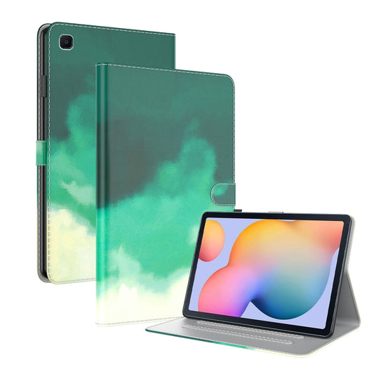 For Samsung Galaxy Tab S6 Lite 10.4 inch P610 / P615 Voltage Watercolor Pattern Skin Feel Magnetic Horizontal Flip PU Leather Case with Holder & Card Slots & Photo Frame & Sleep / Wake-up Function(Cyan Green) by buy2fix