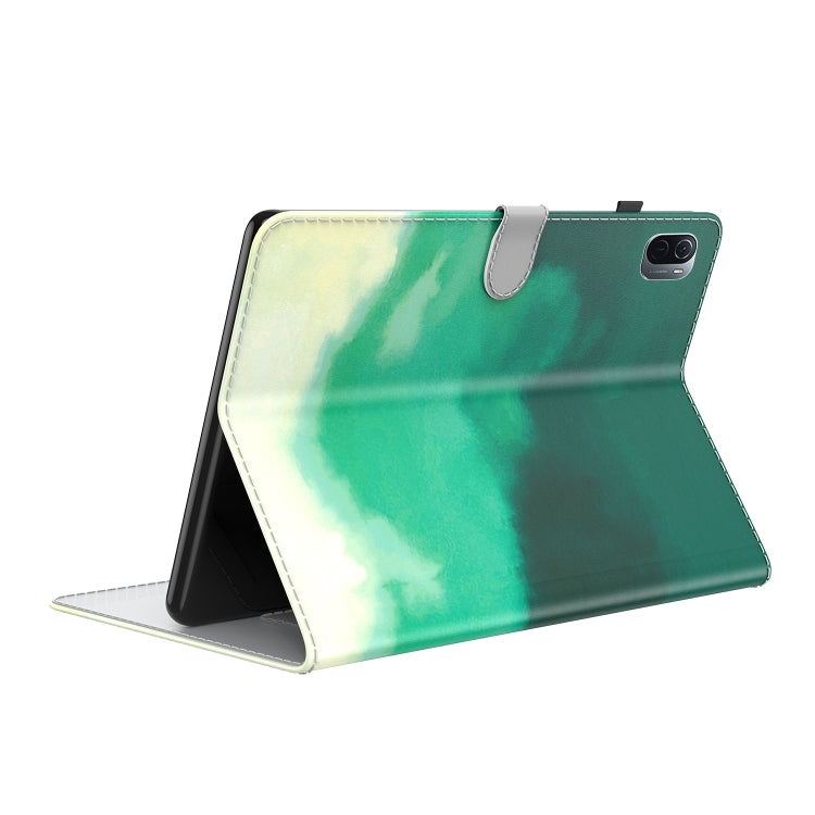 For Xiaomi Mi Pad 5 / 5 Pro Voltage Watercolor Pattern Skin Feel Magnetic Horizontal Flip PU Leather Case with Holder & Card Slots & Photo Frame & Sleep / Wake-up Function(Cyan Green) - More Tablet Cases by buy2fix | Online Shopping UK | buy2fix