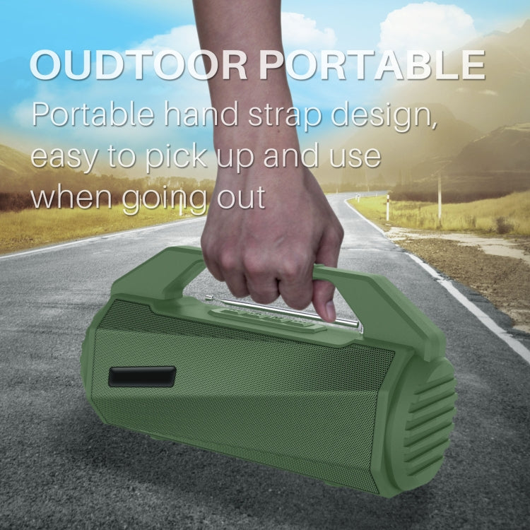 NewRixing NR-4025FM Outdoor Splash-proof Water Portable Bluetooth Speaker, Support Hands-free Call / TF Card / FM / U Disk(Green) - Desktop Speaker by NewRixing | Online Shopping UK | buy2fix