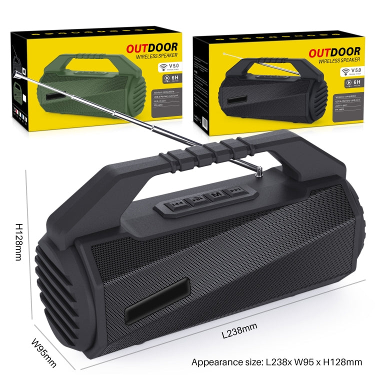 NewRixing NR-4025FM Outdoor Splash-proof Water Portable Bluetooth Speaker, Support Hands-free Call / TF Card / FM / U Disk(Green) - Desktop Speaker by NewRixing | Online Shopping UK | buy2fix