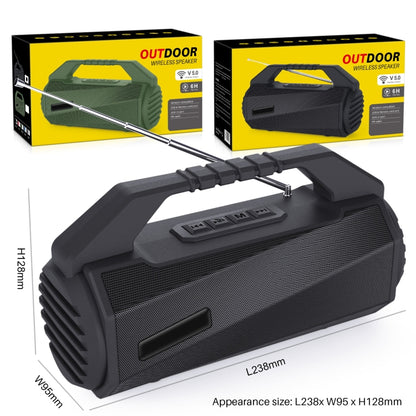 NewRixing NR-4025FM Outdoor Splash-proof Water Portable Bluetooth Speaker, Support Hands-free Call / TF Card / FM / U Disk(Green) - Desktop Speaker by NewRixing | Online Shopping UK | buy2fix