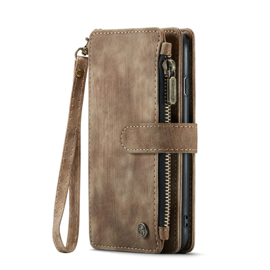 For iPhone SE 2022 / SE 2020 / 8 / 7 / 6 CaseMe-C30 PU + TPU Multifunctional Horizontal Flip Leather Case with Holder & Card Slot & Wallet & Zipper Pocke(Brown) by CaseMe