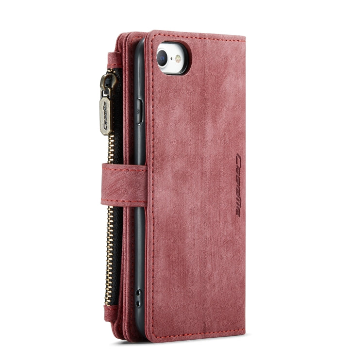 For iPhone SE 2022 / SE 2020 / 8 / 7 / 6 CaseMe-C30 PU + TPU Multifunctional Horizontal Flip Leather Case with Holder & Card Slot & Wallet & Zipper Pocke(Red) - iPhone SE 2022 / 2020 / 8 / 7 Cases by CaseMe | Online Shopping UK | buy2fix