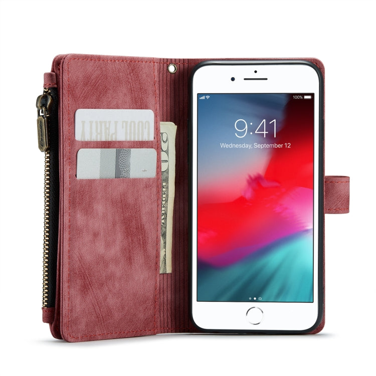 For iPhone SE 2022 / SE 2020 / 8 / 7 / 6 CaseMe-C30 PU + TPU Multifunctional Horizontal Flip Leather Case with Holder & Card Slot & Wallet & Zipper Pocke(Red) - iPhone SE 2022 / 2020 / 8 / 7 Cases by CaseMe | Online Shopping UK | buy2fix