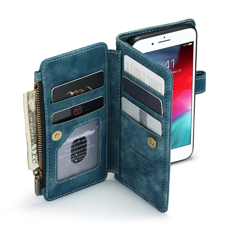 For iPhone SE 2022 / SE 2020 / 8 / 7 / 6 CaseMe-C30 PU + TPU Multifunctional Horizontal Flip Leather Case with Holder & Card Slot & Wallet & Zipper Pocke(Blue) - iPhone SE 2022 / 2020 / 8 / 7 Cases by CaseMe | Online Shopping UK | buy2fix