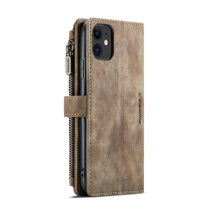 For iPhone 11 CaseMe-C30 PU + TPU Multifunctional Horizontal Flip Leather Case with Holder & Card Slot & Wallet & Zipper Pocket (Brown) - iPhone 11 Cases by CaseMe | Online Shopping UK | buy2fix