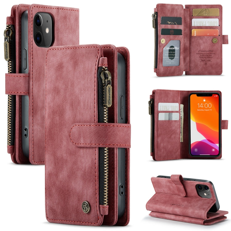 For iPhone 12 mini CaseMe-C30 PU + TPU Multifunctional Horizontal Flip Leather Case with Holder & Card Slot & Wallet & Zipper Pocket (Red) - iPhone 12 mini Cases by CaseMe | Online Shopping UK | buy2fix