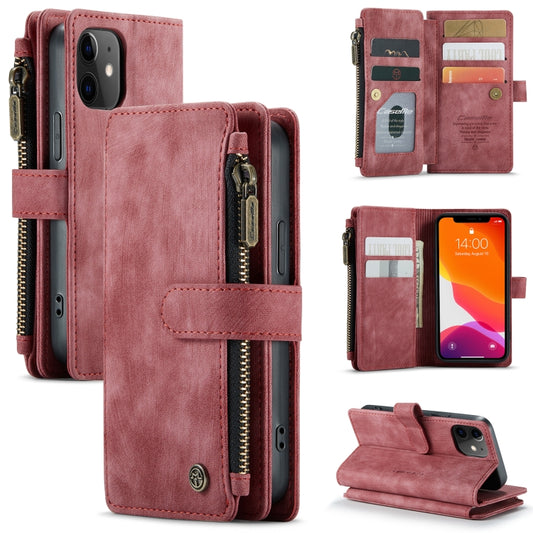 For iPhone 12 mini CaseMe-C30 PU + TPU Multifunctional Horizontal Flip Leather Case with Holder & Card Slot & Wallet & Zipper Pocket (Red) - iPhone 12 mini Cases by CaseMe | Online Shopping UK | buy2fix