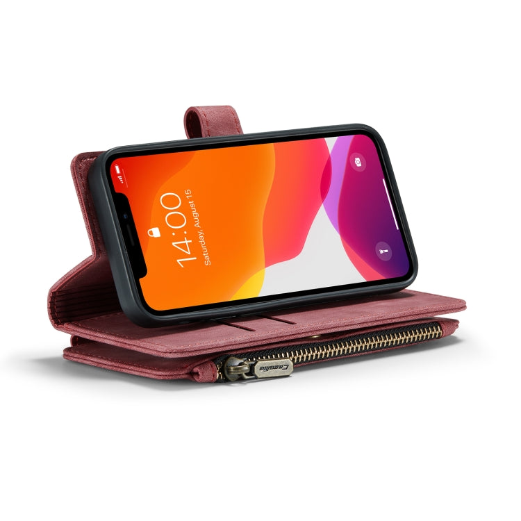 For iPhone 12 mini CaseMe-C30 PU + TPU Multifunctional Horizontal Flip Leather Case with Holder & Card Slot & Wallet & Zipper Pocket (Red) - iPhone 12 mini Cases by CaseMe | Online Shopping UK | buy2fix