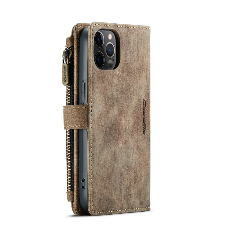 For iPhone 12 / 12 Pro CaseMe-C30 PU + TPU Multifunctional Horizontal Flip Leather Case with Holder & Card Slot & Wallet & Zipper Pocket(Brown) - iPhone 12 / 12 Pro Cases by CaseMe | Online Shopping UK | buy2fix