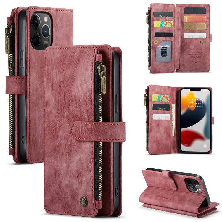 For iPhone 12 Pro Max CaseMe-C30 PU + TPU Multifunctional Horizontal Flip Leather Case with Holder & Card Slot & Wallet & Zipper Pocket(Red) - iPhone 12 Pro Max Cases by CaseMe | Online Shopping UK | buy2fix