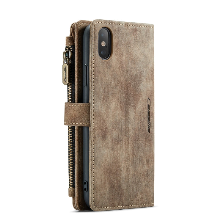 For iPhone X / XS CaseMe-C30 PU + TPU Multifunctional Horizontal Flip Leather Case with Holder & Card Slot & Wallet & Zipper Pocket(Brown) - More iPhone Cases by CaseMe | Online Shopping UK | buy2fix