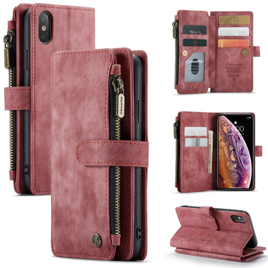 For iPhone X / XS CaseMe-C30 PU + TPU Multifunctional Horizontal Flip Leather Case with Holder & Card Slot & Wallet & Zipper Pocket(Red) - More iPhone Cases by CaseMe | Online Shopping UK | buy2fix