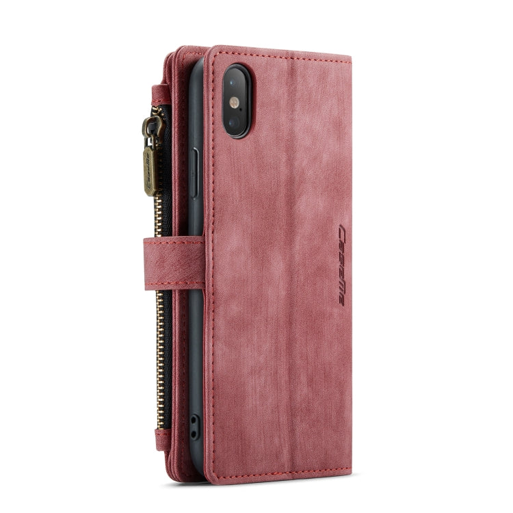 For iPhone X / XS CaseMe-C30 PU + TPU Multifunctional Horizontal Flip Leather Case with Holder & Card Slot & Wallet & Zipper Pocket(Red) - More iPhone Cases by CaseMe | Online Shopping UK | buy2fix