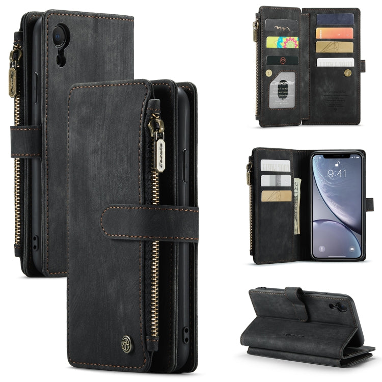 For iPhone XR CaseMe-C30 PU + TPU Multifunctional Horizontal Flip Leather Case with Holder & Card Slot & Wallet & Zipper Pocket(Black) - More iPhone Cases by CaseMe | Online Shopping UK | buy2fix
