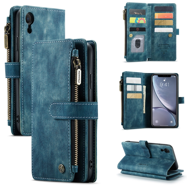 For iPhone XR CaseMe-C30 PU + TPU Multifunctional Horizontal Flip Leather Case with Holder & Card Slot & Wallet & Zipper Pocket(Blue) - More iPhone Cases by CaseMe | Online Shopping UK | buy2fix