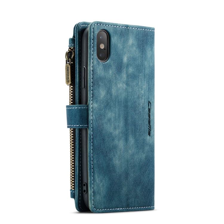 For iPhone XS Max CaseMe-C30 PU + TPU Multifunctional Horizontal Flip Leather Case with Holder & Card Slot & Wallet & Zipper Pocket(Blue) - More iPhone Cases by CaseMe | Online Shopping UK | buy2fix