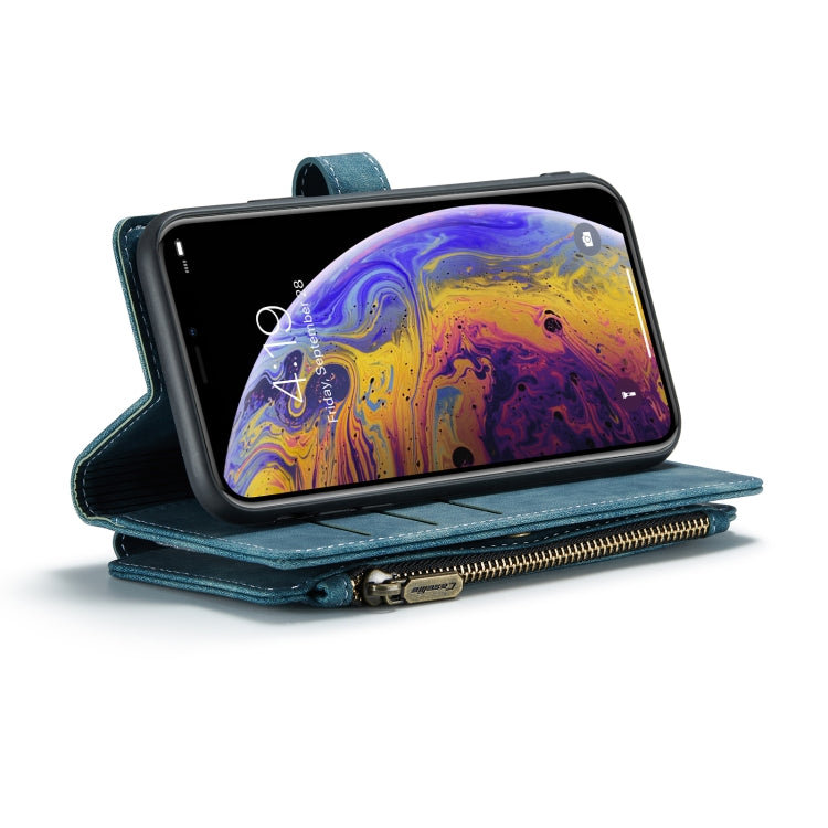 For iPhone XS Max CaseMe-C30 PU + TPU Multifunctional Horizontal Flip Leather Case with Holder & Card Slot & Wallet & Zipper Pocket(Blue) - More iPhone Cases by CaseMe | Online Shopping UK | buy2fix