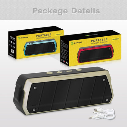 NewRixing NR-5000 IPX5 High Fidelity Bluetooth Speaker, Support Hands-free Call / TF Card / FM / U Disk(Gold) - Desktop Speaker by NewRixing | Online Shopping UK | buy2fix