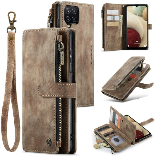 For Samsung Galaxy A12 CaseMe-C30 PU + TPU Multifunctional Horizontal Flip Leather Case with Holder & Card Slot & Wallet & Zipper Pocket(Brown) - Galaxy Phone Cases by CaseMe | Online Shopping UK | buy2fix