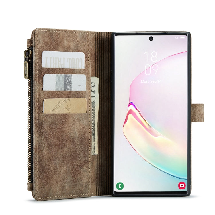 For Samsung Galaxy Note10+ CaseMe-C30 PU + TPU Multifunctional Horizontal Flip Leather Case with Holder & Card Slot & Wallet & Zipper Pocket(Brown) - Galaxy Phone Cases by CaseMe | Online Shopping UK | buy2fix