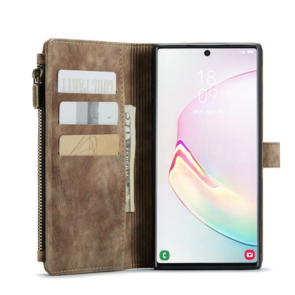 For Samsung Galaxy Note10+ CaseMe-C30 PU + TPU Multifunctional Horizontal Flip Leather Case with Holder & Card Slot & Wallet & Zipper Pocket(Brown) - Galaxy Phone Cases by CaseMe | Online Shopping UK | buy2fix