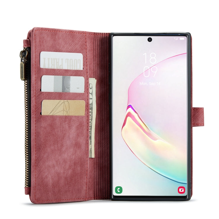 For Samsung Galaxy Note10+ CaseMe-C30 PU + TPU Multifunctional Horizontal Flip Leather Case with Holder & Card Slot & Wallet & Zipper Pocket(Red) - Galaxy Phone Cases by CaseMe | Online Shopping UK | buy2fix