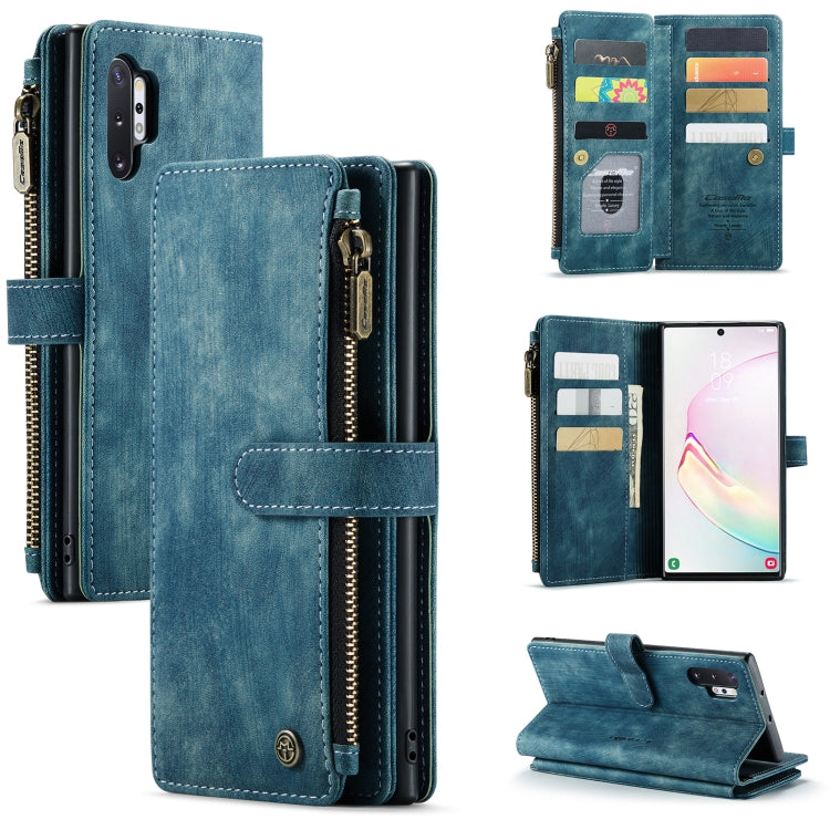 For Samsung Galaxy Note10+ CaseMe-C30 PU + TPU Multifunctional Horizontal Flip Leather Case with Holder & Card Slot & Wallet & Zipper Pocket(Blue) - Galaxy Phone Cases by CaseMe | Online Shopping UK | buy2fix