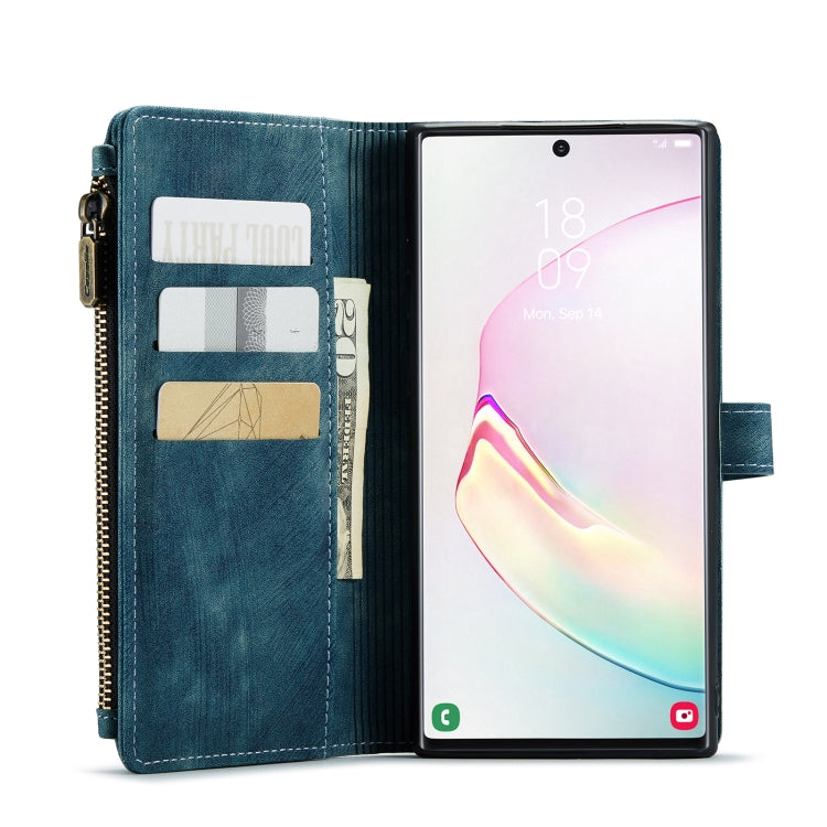 For Samsung Galaxy Note10+ CaseMe-C30 PU + TPU Multifunctional Horizontal Flip Leather Case with Holder & Card Slot & Wallet & Zipper Pocket(Blue) - Galaxy Phone Cases by CaseMe | Online Shopping UK | buy2fix
