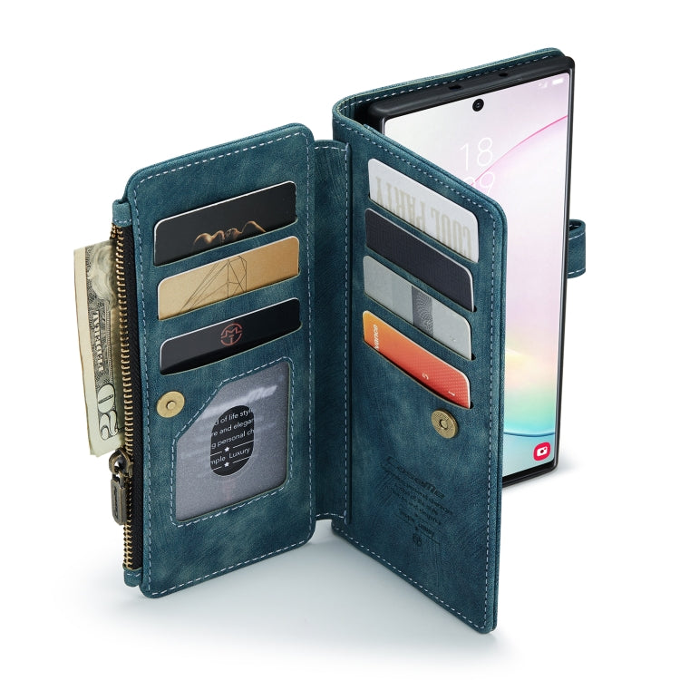 For Samsung Galaxy Note10+ CaseMe-C30 PU + TPU Multifunctional Horizontal Flip Leather Case with Holder & Card Slot & Wallet & Zipper Pocket(Blue) - Galaxy Phone Cases by CaseMe | Online Shopping UK | buy2fix