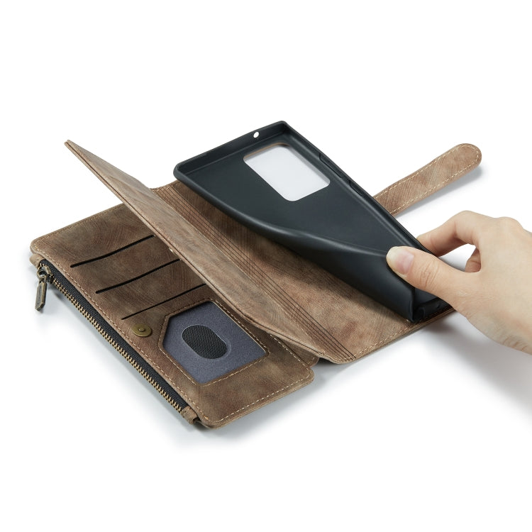 For Samsung Galaxy Note20 Ultra CaseMe-C30 PU + TPU Multifunctional Horizontal Flip Leather Case with Holder & Card Slot & Wallet & Zipper Pocket(Brown) - Galaxy Note20 Ultra Cases by CaseMe | Online Shopping UK | buy2fix