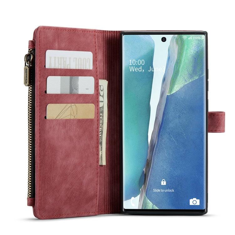 For Samsung Galaxy Note20 Ultra CaseMe-C30 PU + TPU Multifunctional Horizontal Flip Leather Case with Holder & Card Slot & Wallet & Zipper Pocket(Red) - Galaxy Note20 Ultra Cases by CaseMe | Online Shopping UK | buy2fix
