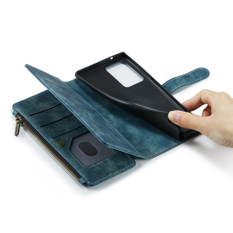 For Samsung Galaxy Note20 Ultra CaseMe-C30 PU + TPU Multifunctional Horizontal Flip Leather Case with Holder & Card Slot & Wallet & Zipper Pocket(Blue) - Galaxy Note20 Ultra Cases by CaseMe | Online Shopping UK | buy2fix